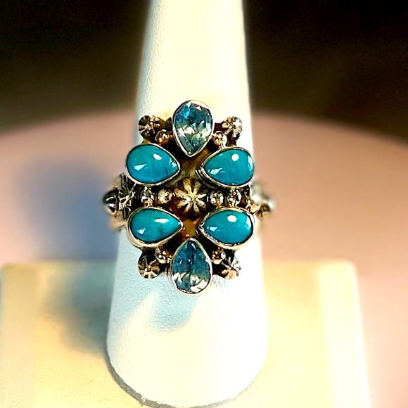 Running Bear Jewelry Running Bear Ss Kingman Turquoise Blue Topaz